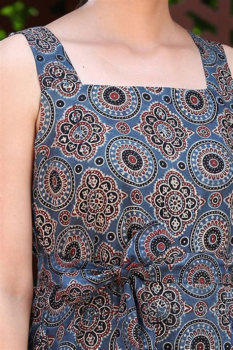 Legend Pure Cotton Ajrakh Handblock Printed Dress For Women Online ...