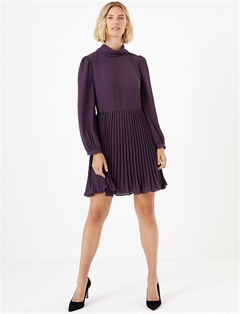 Buy Chiffon Pleated Waisted Mini Dress at Marks & Spencer