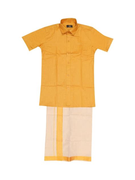 KKV Boys Cotton Half Sleeve Readymade Shirt & Dhoti Set – Comfortable ...