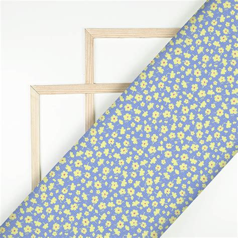 Carolina Blue And Corn Yellow Floral Pattern Digital Print Premium Swi ...
