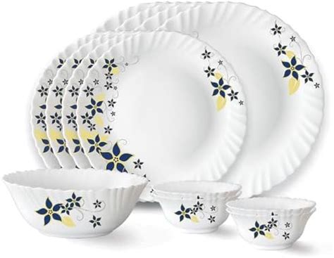 Larah by Borosil Viva Fluted Series Opalware Dinner Set | 13 Pieces for ...