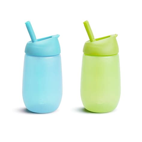 Munchkin Simple Clean Toddler Sippy Cup with Easy Clean Straw, 10 Ounce, 2 Pack, Blue/Green 2pk ...
