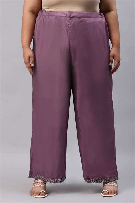 Buy Ash Rose Pink Shantung Straight Plus Size Parallel Pants @ 1499 | W ...