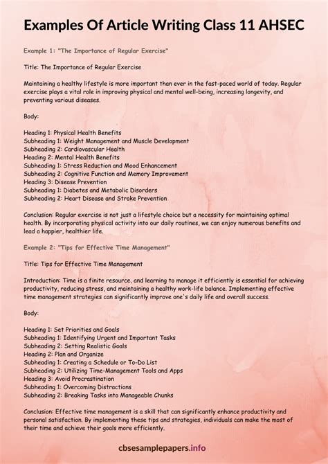 Image result for Article Writing Format Class 11 ISC