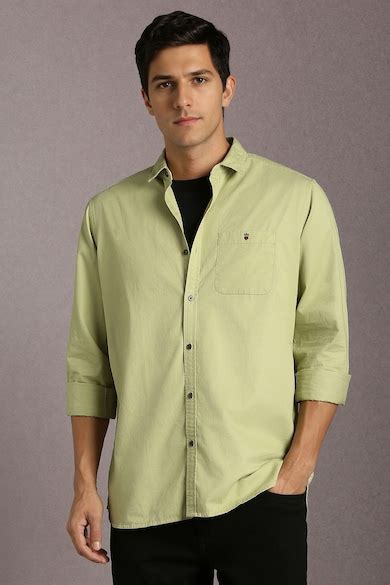 Buy Men Green Solid Full Sleeves Casual Shirt Online - 39964514 | Louis ...