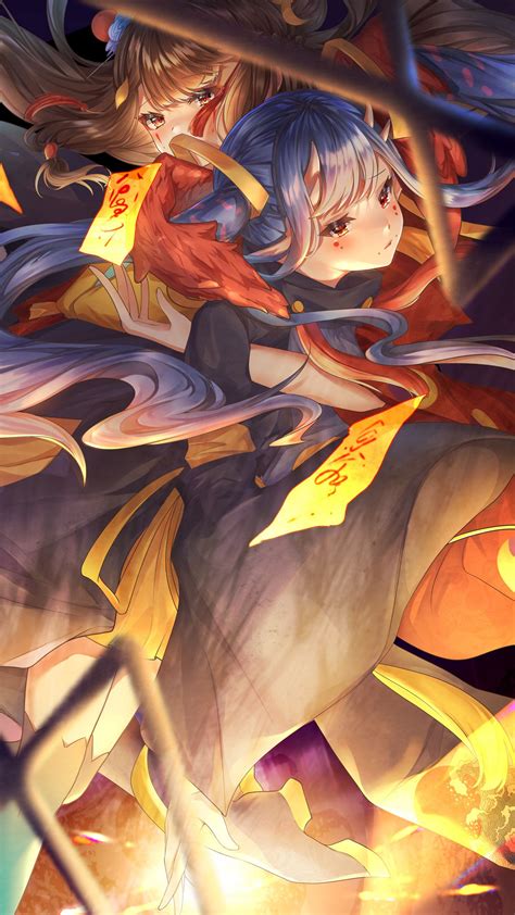 Download wallpaper 1350x2400 girls, kimono, characters, anime, art ...