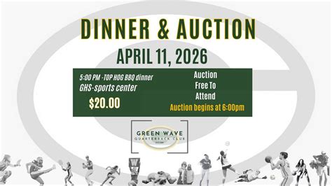 Green Wave QBC Dinner and Auction, Gallatin High School, 11 April 2026 ...