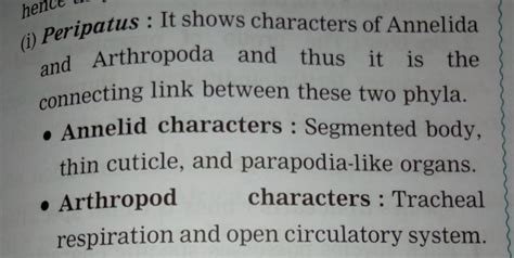 peripatus is said to be a connecting link between annelida and ...