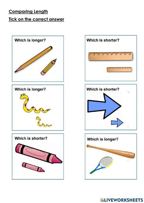 Image result for Comparing Lengths First Grade Worksheet