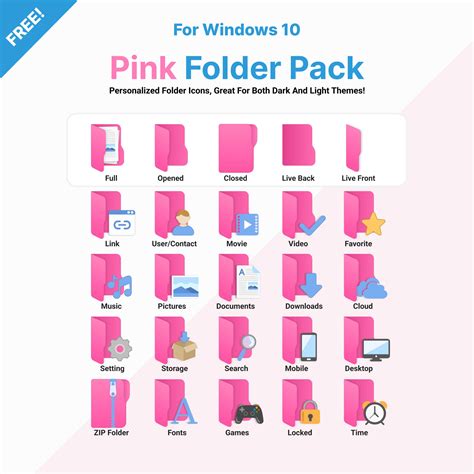 FREE Windows 10 Pink Folder Icon Pack! by SapphireBlueDesigns on DeviantArt