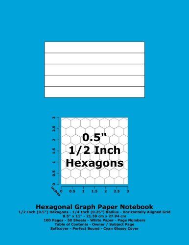 Buy Hexagonal Graph Paper Notebook: 1/2 Inch (0.5") Hexagons ...