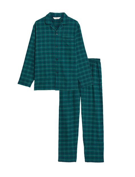 Buy Brushed Cotton Checked Pyjama Set at Marks & Spencer