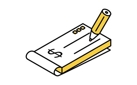 Signing a checkbook simple line drawing icon isometric illustration of ...