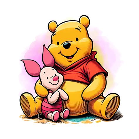 Winnie the Pooh and Piglet Png Clipart, Watercolor Background, Winnie ...
