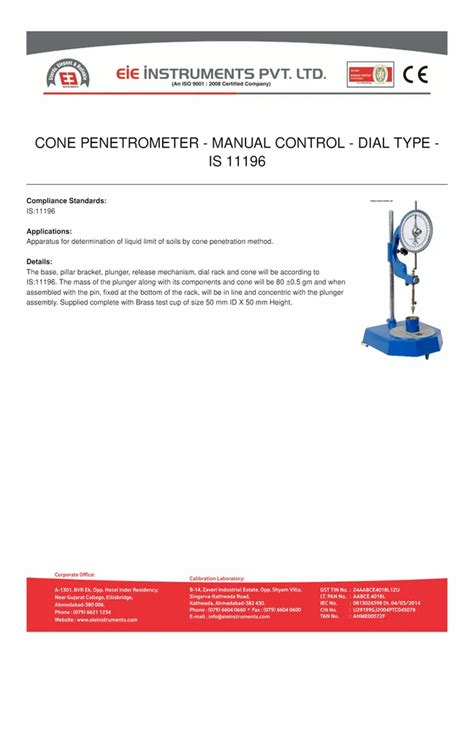 Soil Testing Equipment - CONE PENETROMETER DIAL TYPE Manufacturer from ...