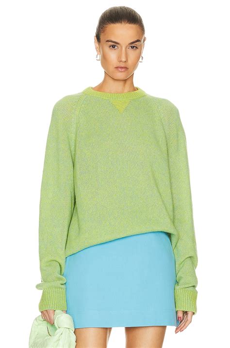 The Elder Statesman Nimbus Plait Raglan Crew Sweater in Juniper ...