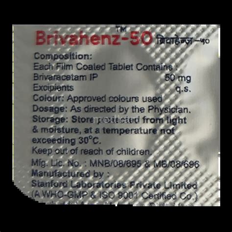 BRIVAHENZ 50MG TABLET 10’S: Uses, Price, Side Effects, & Generic ...