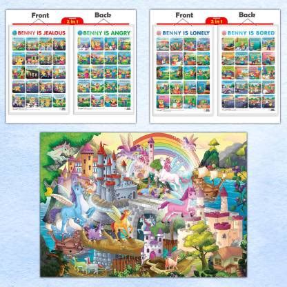 GIANT UNICORN COLOURING POSTER, 2 IN 1 STORY CHART BENNY IS ANGRY AND ...
