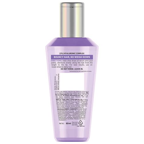 Buy Loreal Paris Hyaluron Moisture Injecting Hair Serum, 80 ml | 19 ...