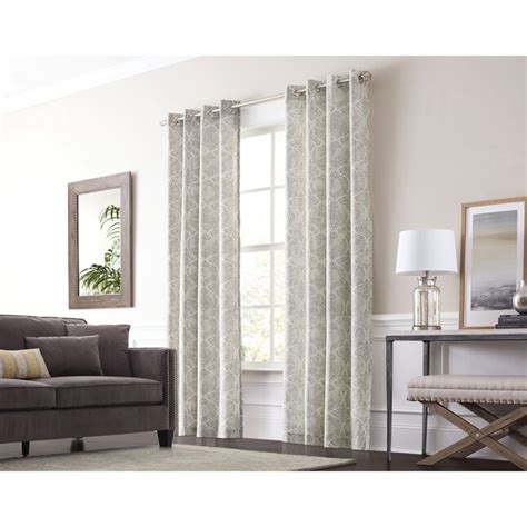 allen + roth Lapeer 95-in Graphite Cotton Grommet Light Filtering ...