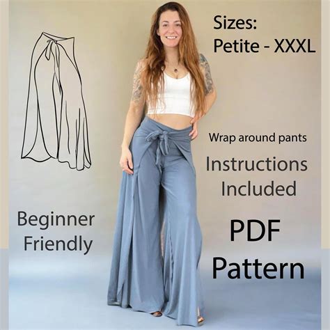 Palazzo Wrap Pants Sewing Pattern, Beginner Pattern, Comfy & Easy Wrap Pants, Palazzo Pants ...