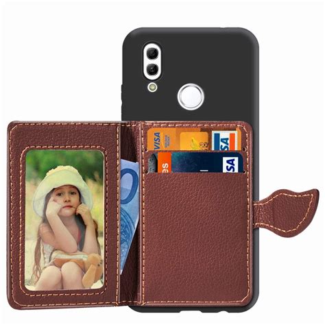 Taba Phone Cases for Leaf Buckle Litchi Texture Card Holder PU + TPU ...