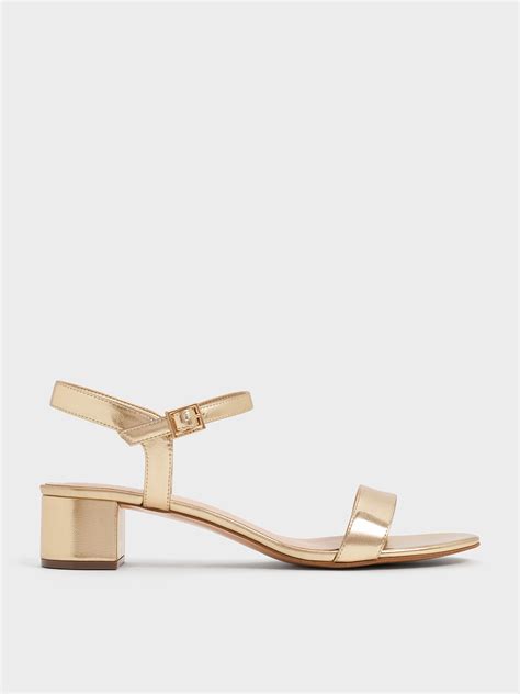 Alec Metallic Block-Heel Ankle-Strap Sandals - Light Gold - CHARLES ...