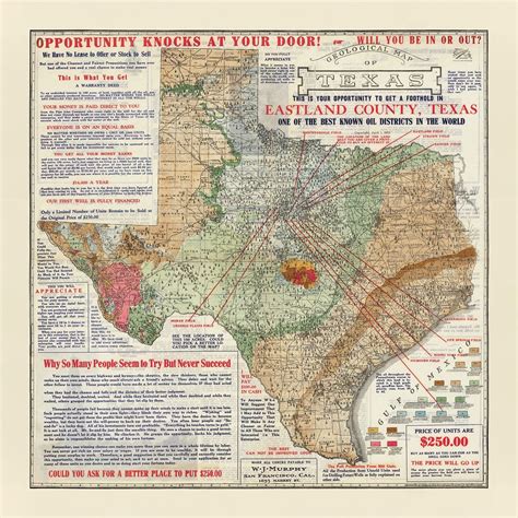 Rare Old Geological Map of Texas, 1921 - Eastland County Oil Boom Investment Chart | Framed maps ...