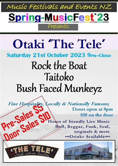 Music Spring Fest23 - The Tele, The Tele Hotel, Otaki, 21 October to 22 ...