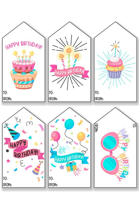 102 Free Printable Birthday Gift Tags: Various Styles and Colors