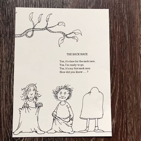 Vintage Pages Shel Silverstein Sack Race Poem and Illustration| Falling ...