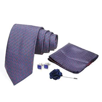 Buy Axlon Tie for Men – Self Silk Neck Ties Set with Cufflinks Flower ...