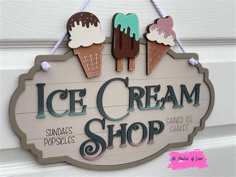 Ice Cream Shop Vintage Style Sign / Tiered Tray Decor / Ice Cream Sign ...