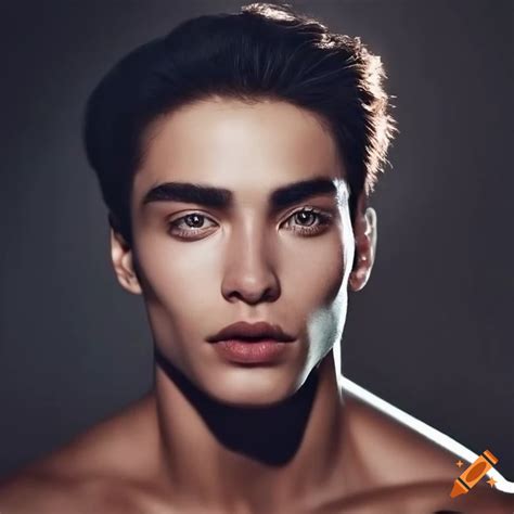 Male supermodel with diverse heritage, high cheekbones, striking eyes ...