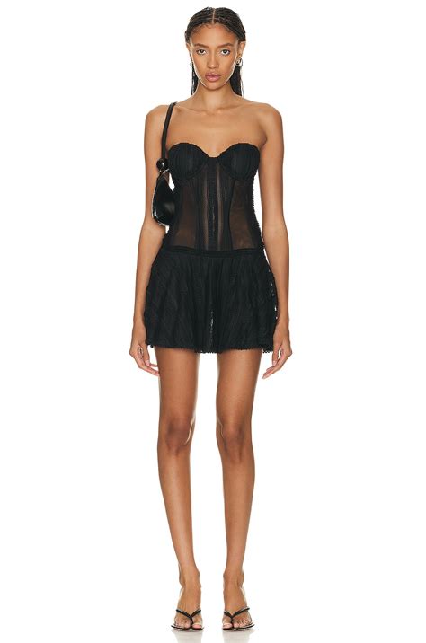 Charo Ruiz Ibiza Bakary Mini Dress in Black Sham | FWRD