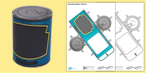 Real Life Object 3D Shapes Cylinder Can Paper Model