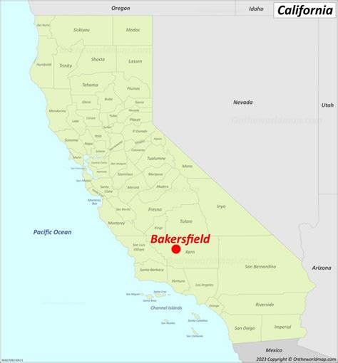 Bakersfield Location On The California Map - Ontheworldmap.com