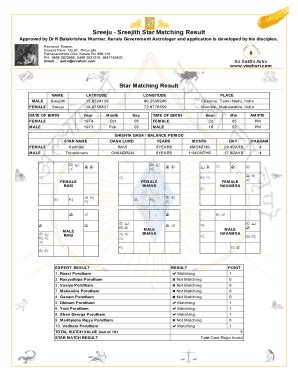 Fillable Online Sreeju - Sreejith Star Matching Result Fax Email Print ...