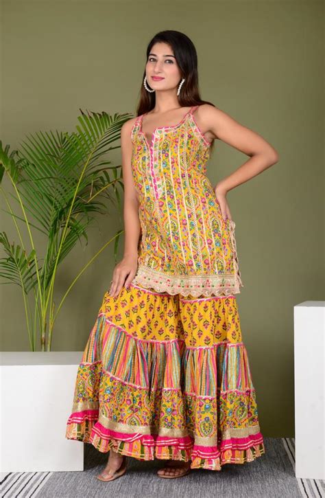 Fabulous Sharara Suit In Mustard Yellow