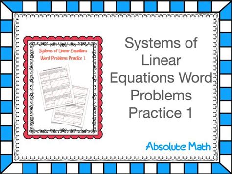 Systems of Linear Equations Word Problems 的图像结果