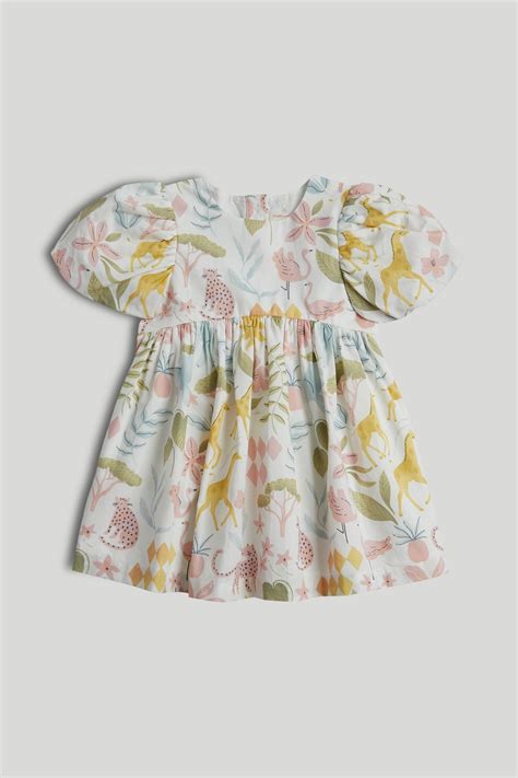 Mothercare Mini Girl Soft Safari Printed Short Sleeves Dress - Multi