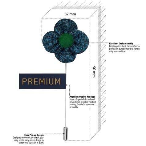 Buy The Four Petal Checkerd Flower - Blue, Green Brooch Lapel Pin ...