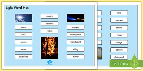 Science Light Word Mat (teacher made) - Twinkl