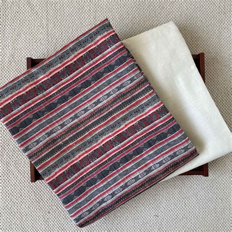 Unisex Red & Black | Digital Printed Tussar Silk Kurta Fabric (3 Meter ...