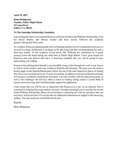 35+ Free Printable Letter Of Recommendation For Scholarship Templates