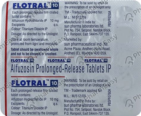 Flotral Er 10 MG Tablet (30): Uses, Side Effects, Price & Dosage ...