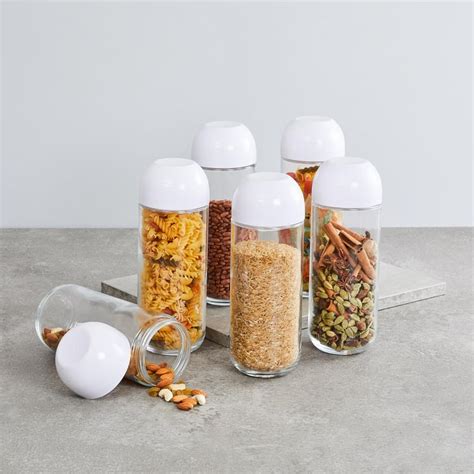 Buy Siattle Regal Set of 6 Glass Storage Jars -1L from Home Centre at ...