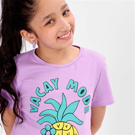 Girls Regular Fit Print Cotton Tshirt – BONKIDS