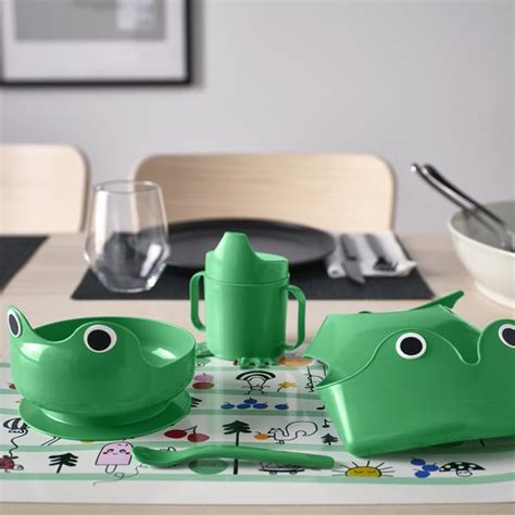 MATA 4-piece eating set, bright green - IKEA