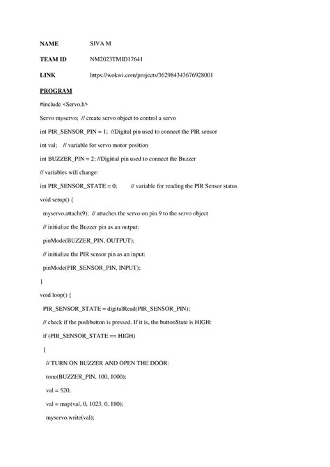 Assignment 1 - Practical - NAME SIVA M TEAM ID NM2023TMID LINK wokwi ...